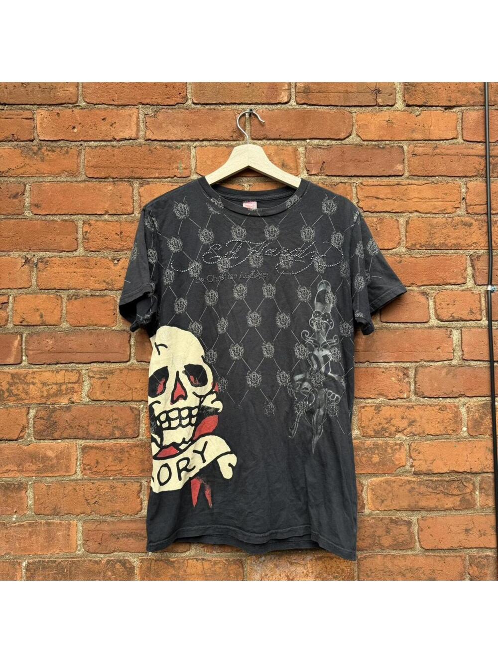 Ed hardy by Christian audigier all over print skull t shirt